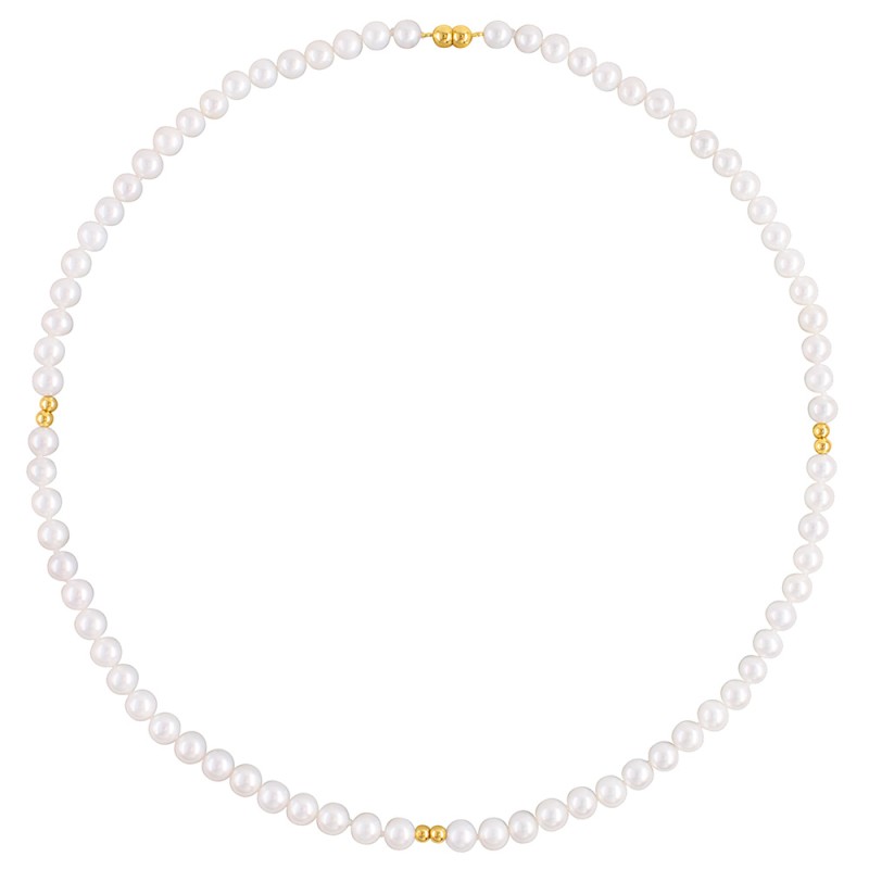 Κολιέ με Κ14 χρυσό μαγνητικό κούμπωμα και λευκά μαργαριτάρια - F126580